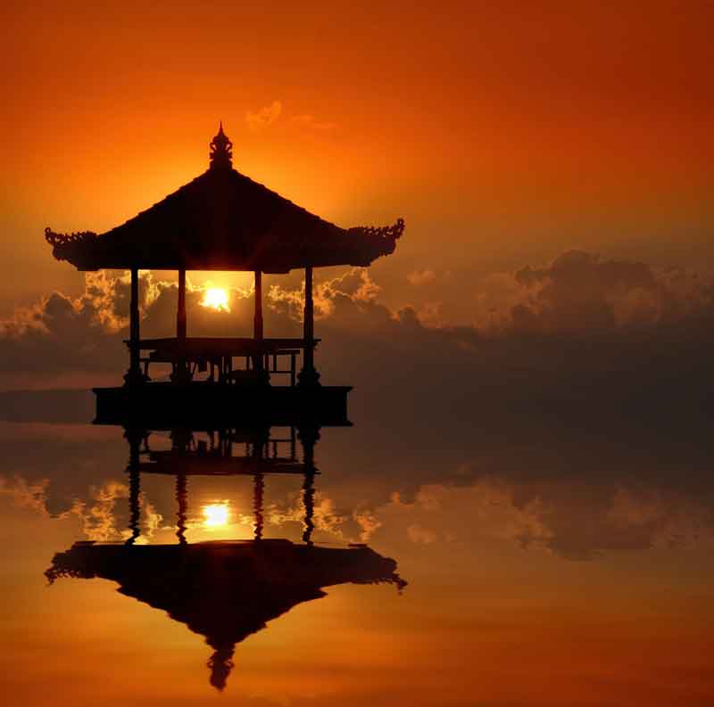 Bali Temple at Sunset